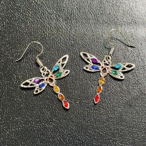 Rainbow Dragonfly Earrings Dangle